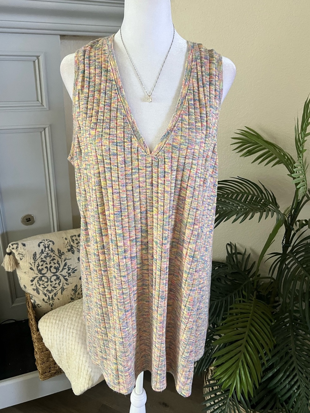 Lane Bryant Pastel Multicolor Knit Swing Tank